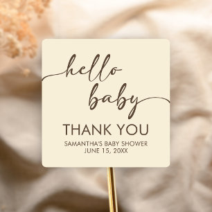 Minimalistische Hello Baby Baby Shower Quadratischer Aufkleber