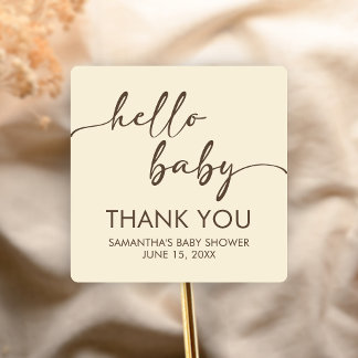 Minimalistische Hello Baby Baby Shower Quadratischer Aufkleber