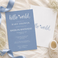 Minimalistische Hello World Baby Shower Dusty Blau