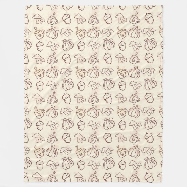 Minimalistische Herbst-Doodle-Fleece-Decke Fleecedecke (Vorderseite)