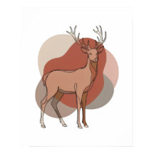 Minimalistische Herbst-Hirsch-Botanik-Illustration
