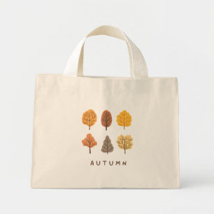 Minimalistische Herbstbäume Mini Stoffbeutel