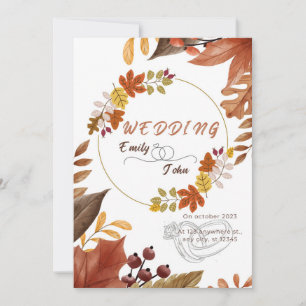 Minimalistische Herbstfarben Hochzeitskarten Einladung