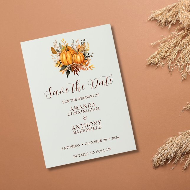 Minimalistische Herbsthochzeit Pumpkin Save the Da Save The Date (Von Creator hochgeladen)