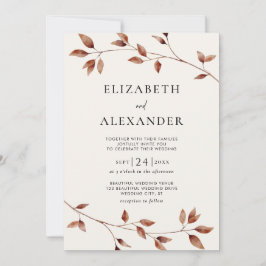 Minimalistische Herbstlaub Botanische Hochzeit Einladung