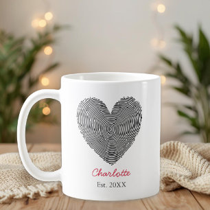 Minimalistische Herz-Fingerabdruck-Personalisierte Kaffeetasse