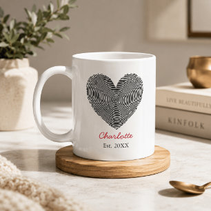 Minimalistische Herz-Fingerabdruck-Personalisierte Kaffeetasse