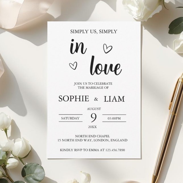 Minimalistische Herz-Hochzeitseinladung Einladung (Von Creator hochgeladen)