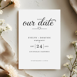 Minimalistische Herz-Typografie Elegante Hochzeit Save The Date
