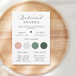 Minimalistische Herz- und Script-Bridesmaid-Info-K Einladung