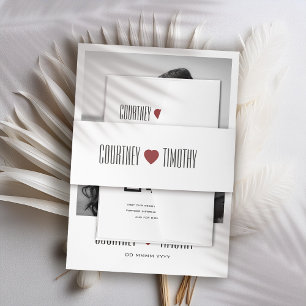 Minimalistische Herzhochzeit Einladungsbanderole