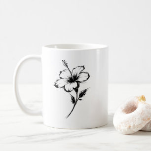 Minimalistische Hibiskus-Pinselstrich-Illustration Kaffeetasse