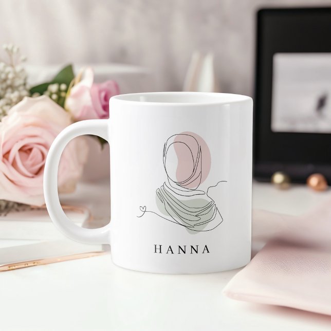 Minimalistische Hijab-Linienkunst Jumbo 20oz Tasse (Von Creator hochgeladen)