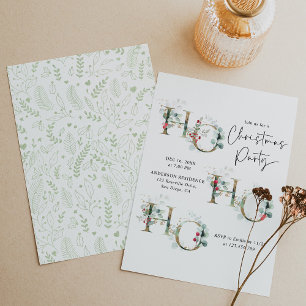 Minimalistische Ho Ho Ho Greenery Holiday Party Einladung