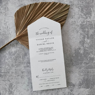 Minimalistische Hochzeit All In One Einladung