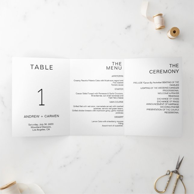 Minimalistische Hochzeit als Lieblingslied Dreifach Gefaltete Einladung (Innenseite)