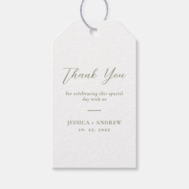 Minimalistische Hochzeit auf Grün und Weiß Geschenkanhänger