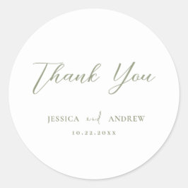 Minimalistische Hochzeit auf Grün und Weiß Runder Aufkleber