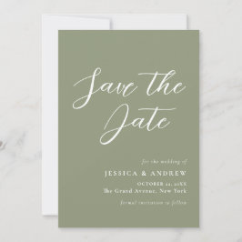 Minimalistische Hochzeit auf Grün und Weiß Save The Date