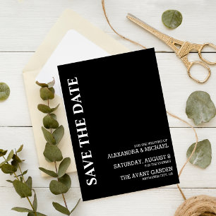 Minimalistische Hochzeit auf Schwarz-Weiß-Text Save The Date