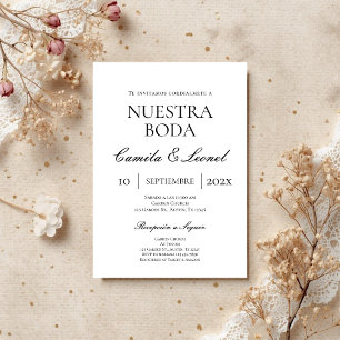 Minimalistische Hochzeit auf Spanisch Einladung
