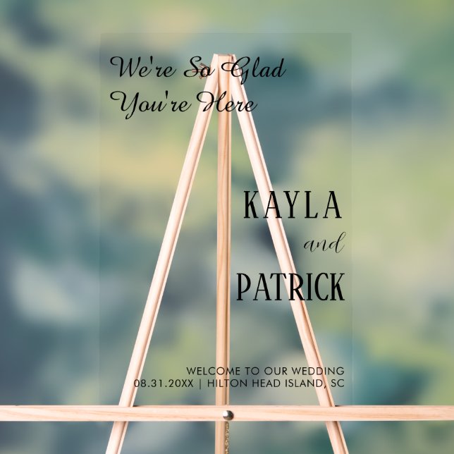 Minimalistische Hochzeit Begrüßung Moderner Hochze Acrylschild (Neutral)