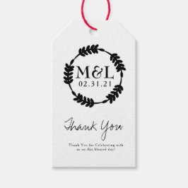 Minimalistische Hochzeit Danke, Bold Wreath Geschenkanhänger