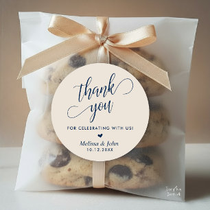 Minimalistische Hochzeit Danke Favor, in Navy Blau Runder Aufkleber
