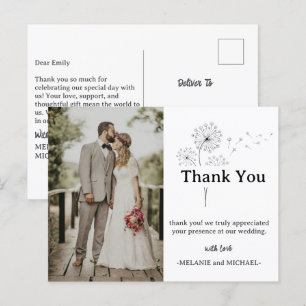 Minimalistische Hochzeit danke Ihnen mit Foto Postkarte