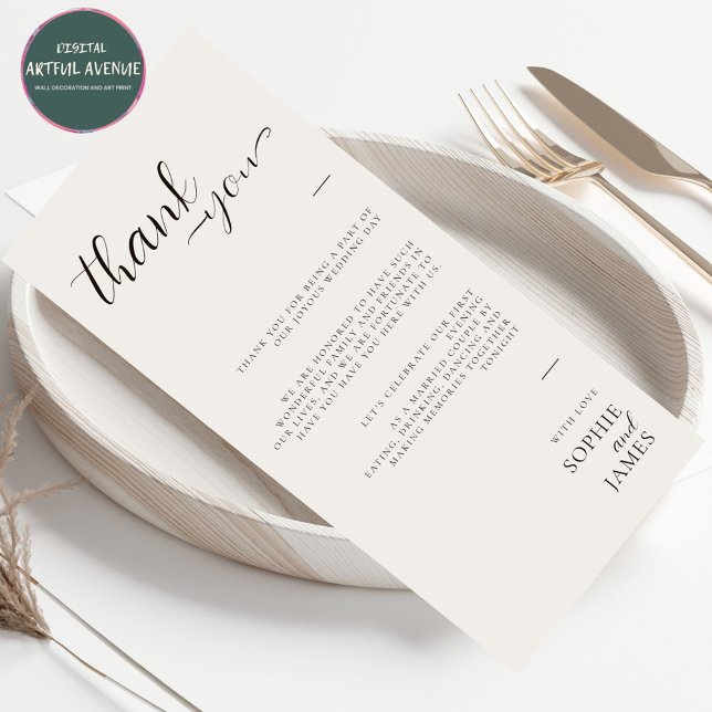Minimalistische Hochzeit danke Ihnen Table Platzka (Von Creator hochgeladen)