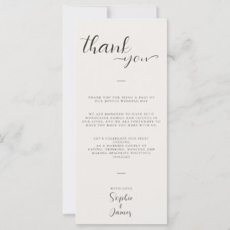 Minimalistische Hochzeit danke Ihnen Table Platzka