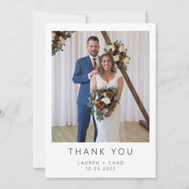 Minimalistische Hochzeit Danke Karte (Vorderseite)