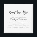 Minimalistische Hochzeit Datum speichern Magnet<br><div class="desc">Eine einfache Hochzeit speichert den Datums-Magneten. Personalisieren Sie dieses minimalistisch schwarz-weiß Hochzeitsankündigung Design,  um Ihre persönlichen Daten und Nachricht zu haben.</div>