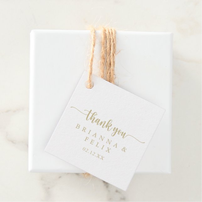 Minimalistische Hochzeit der Goldkalligraphie Geschenkanhänger (Beispiel)