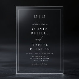 Minimalistische Hochzeit der modernen Kalligrafie Acryleinladungen