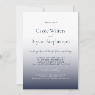 Minimalistische Hochzeit der modernen Navy Blue Fa Einladung