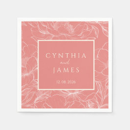 Minimalistische Hochzeit der rosa Koralle Serviette