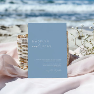 Minimalistische Hochzeit des modernen Blue QR-Code Einladung