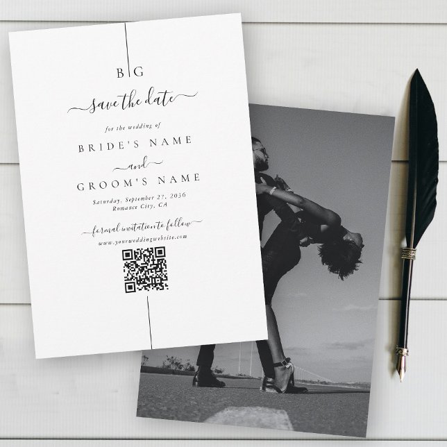 Minimalistische Hochzeit des modernen Fotos Save The Date (Minimalist Modern Photo Inline Monogram Wedding Save The Date)