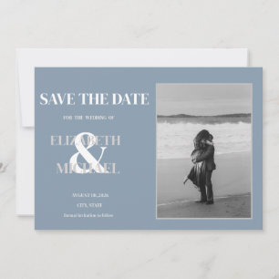 Minimalistische Hochzeit Dusty Blue Foto Save The  Date