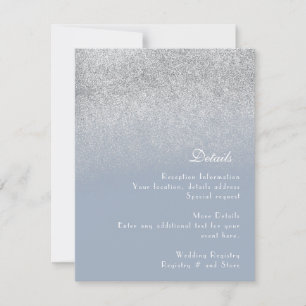 Minimalistische Hochzeit Dusty Blue Glitzer Detail Einladung