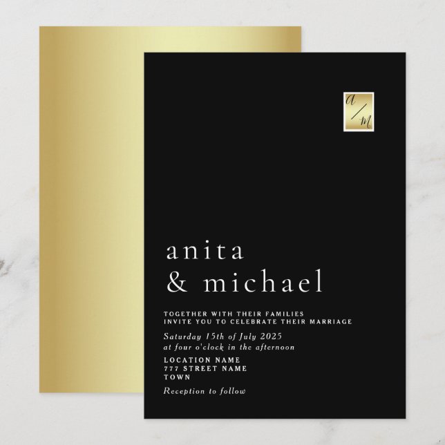 Minimalistische Hochzeit Einladung (Vorne/Hinten)
