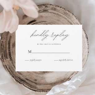 Minimalistische Hochzeit Elegant Schwarz & Weiß RSVP Karte