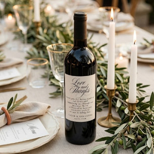 Minimalistische Hochzeit   Elegante Liebe und Dank Weinetikett