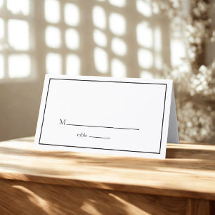 Minimalistische Hochzeit Elegantes Schwarz & Wei Platzkarte
