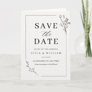 Minimalistische Hochzeit - Florale moderne Save-th Karte