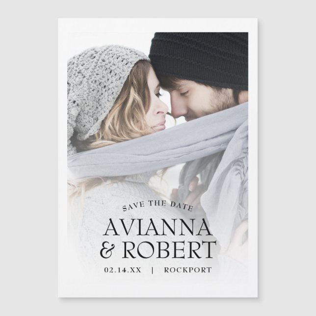 Minimalistische Hochzeit Foto Save the Date Magneteinladung (Vorderseite)