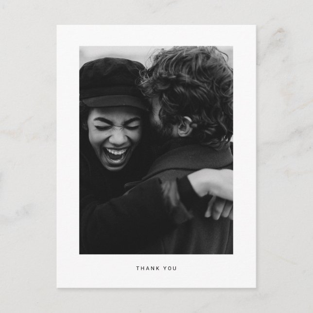Minimalistische Hochzeit Foto Vielen Dank Postkart Postkarte (Vorderseite)