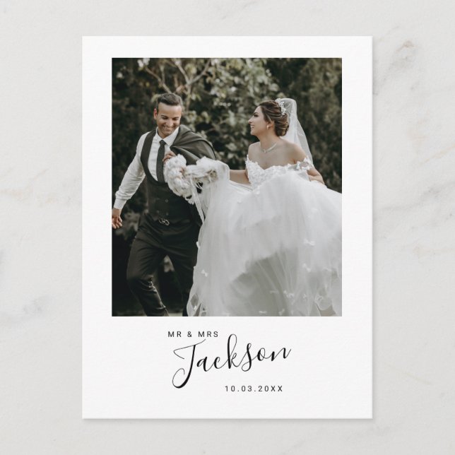 Minimalistische Hochzeit Foto Vielen Dank Postkart Postkarte (Vorderseite)