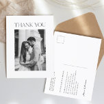 Minimalistische Hochzeit Foto Vielen Dank Postkarte<br><div class="desc">Minimalistische Hochzeit Foto Vielen Dank Postkarte</div>